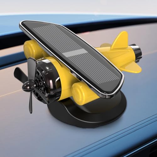 Solarbetriebenes Flugzeug-Ornament für Auto-Armaturenbrett und Heimdekoration, 360 Grad drehbar, Gelb Solarbetriebenes Flugzeug-Ornament für Auto-Armaturenbrett und Heimdekoration, 360 Grad drehbar, Gelb von MoSundi