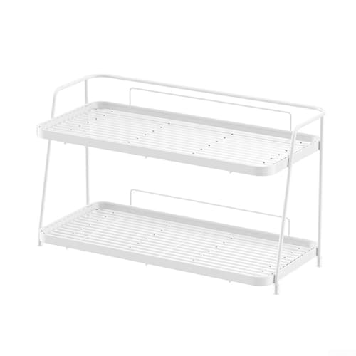 Stabiles und sicheres Badezimmer-Regal mit zweilagigem Design für einfachen Zugriff, Weiß von MoSundi