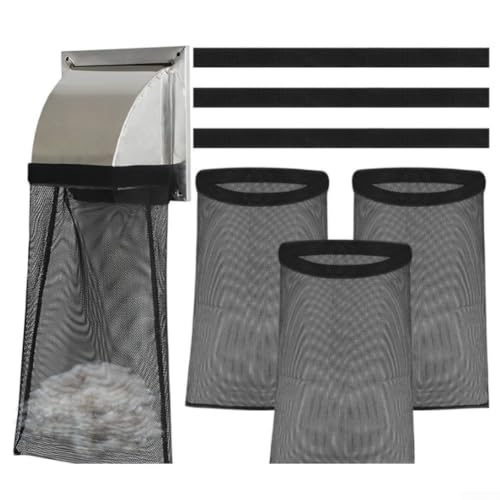 Staubfilterbeutel für Trockner, 3 Stück Trocknerentlüftung, Fusselfilterbeutel für 10,2 cm externe Entlüftungsrohre mit Hakenleiste von MoSundi