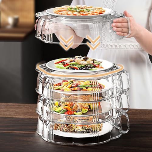 Transparente, staubdichte, mehrschichtige Lebensmittelisolierung, Kunststoff-Design für die Küche, geeignet für Gemüse, Obst und Mahlzeiten, faltbar für platzsparende Lagerung (fünf Schichten) von MoSundi