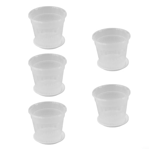 Transparente Blumentöpfe mit befestigtem Untersetzer, 5-teiliges Orchideentopf-Set, ideal für die Überwachung des Wachstumsfortschritts von MoSundi