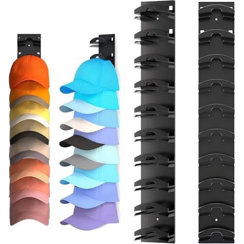 Wandmontierte Hutablage für bis zu 20 Hüte, ohne Bohren, wandfreundliche Installation (schwarz) von MoSundi