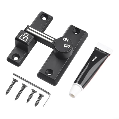 Zink-Legierung Lock Hook Latch Perfekte Lösung für Zimmer und Badezimmer Sicherheit (Luminöses Schwarz) von MoSundi