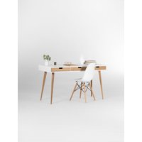 Heim - Schreibtisch Schwarz Weiß, Schubladen Aus Eiche Massiv, Mid Century Modern Heim - Schreibtisch Schwarz Weiß, Schubladen Aus Eiche Massiv, Mid Century Modern von MoWoodworkStore
