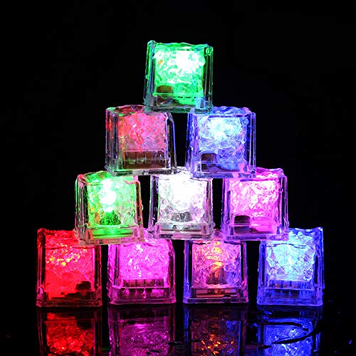 MoYouno 12er Pack LED Eiswürfelschale für Getränke Eiswürfel Flüssigkeitssensor Wasseraktiviertes Glühen, Dekoration für die Weihnachtshochzeitsfeier von MoYouno