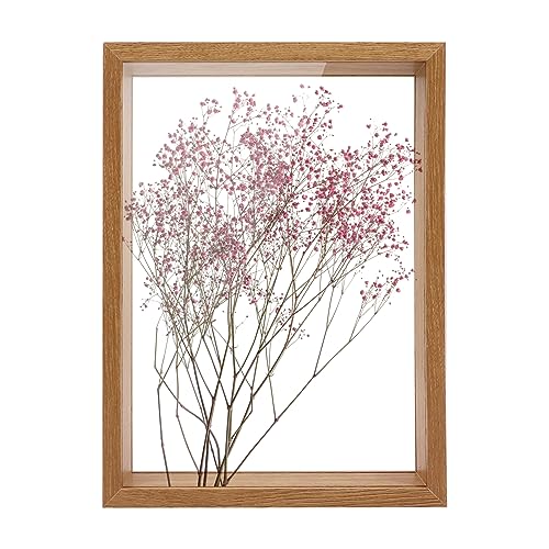 MoYouno 3D Bilderrahmen, Holz Objektrahmen,3D Shadow Box-für Objekt bis 3cm, getrocknete BlumenProbenrahmen,für Medaille, Blume, Heimdekoration, Erinnerungsstücke (Log-Farbe) von MoYouno