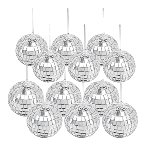 MoYouno Spiegel Disco Ball,12 Stück Discokugel Spiegelkugel zum Aufhängen Coole und lustige Silberne Disco Party，für Partydekoration, Lichteffekte (Silber) von MoYouno