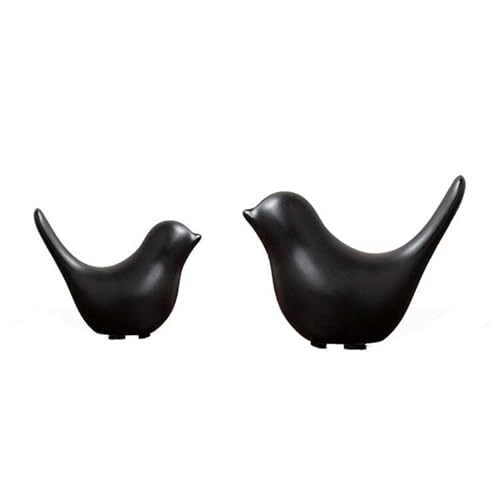 Moaobooh 2 Stück Vogel Statue，Moderne Tier Skulpturen Keramik Heim skulptur deko für Dekoration Ornamente Wohnzimmer Schlafzimmer Büro Schreibtisch Schränke (Schwarz) von Moaobooh