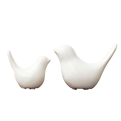 Moaobooh 2 Stück Vogel Statue，Moderne Tier Skulpturen Keramik Heim skulptur deko für Dekoration Ornamente Wohnzimmer Schlafzimmer Büro Schreibtisch Schränke (Weib) von Moaobooh