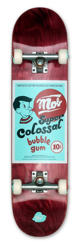 Mob Skateboards Skateboard Bubble 7.75 - Komplettboard 31.75 x 7.75 Zoll (Holzboard aus 7 Schichten Ahornholz, 1-St., fertig montiert - Super Colossal Bubble Gum - Rot), Skateboard für Jugendliche, Erwachsene, Anfänger und Profis von Mob Skateboards