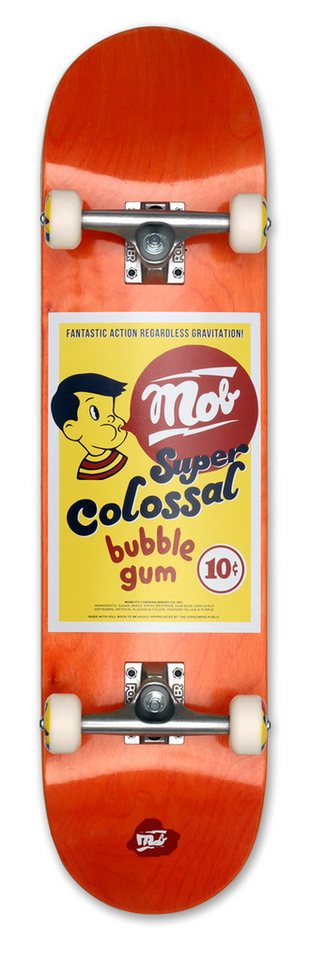 Mob Skateboards Skateboard Bubble 8.0 - Komplettboard 31 x 8 Zoll (Holzboard aus 7 Schichten Ahornholz, 1-St., fertig montiert - Super Colossal Bubble Gum - Orange), Skateboard für Jugendliche, Erwachsene, Anfänger und Profis von Mob Skateboards