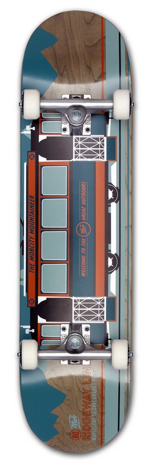 Mob Skateboards Skateboard Ridgeway 8.0 Complete - Komplettboard 31.875 x 8 Zoll (fertig montiert -, 1-St., Wagon mit Bergen - Blau-Orange), Board aus Ahornholz - Skateboard für Jugendliche, Erwachsene von Mob Skateboards