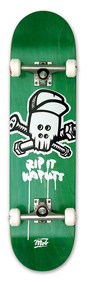Mob Skateboards Skateboard Skull 8.0 Complete - Komplettboard 31.875 x 8 Zoll (fertig montiert -, 1-St., Rip It Kaputt - Grün), Board aus Ahornholz - Skateboard für Jugendliche, Erwachsene von Mob Skateboards