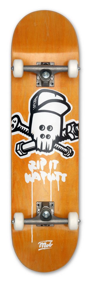 Mob Skateboards Skateboard Skull 8.125 Complete - Komplettboard 32 x 8.125 Zoll (fertig montiert -, 1-St., Rip It Kaputt - Gelb), Board aus Ahornholz - Skateboard für Jugendliche, Erwachsene von Mob Skateboards