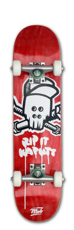 Mob Skateboards Skateboard Skull Micro 6.5 Complete - Komplettboard 26.81 x 6.5 Zoll (fertig montiert -, 1-St., Rip It Kaputt - Rot), Board aus Ahornholz - Skateboard für Kinder von Mob Skateboards
