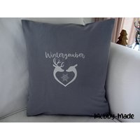 Kissenbezug, Kissenhülle Mit Stickerei, Gesticktes Kissen, Winterdekoration Kissenbezug, Kissenhülle Mit Stickerei, Gesticktes Kissen, Winterdekoration von MobbyMade