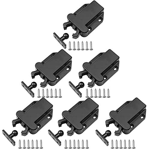 hocadon 6 Stück Druckschnäpper Schnäpper Federschnäpper mit Schrauben, Türriegel mit Touch-Entriegelung für Küche Schranktüren Schränke Zuhause Möbel Halte Verschluss ABS, Schwarz von hocadon