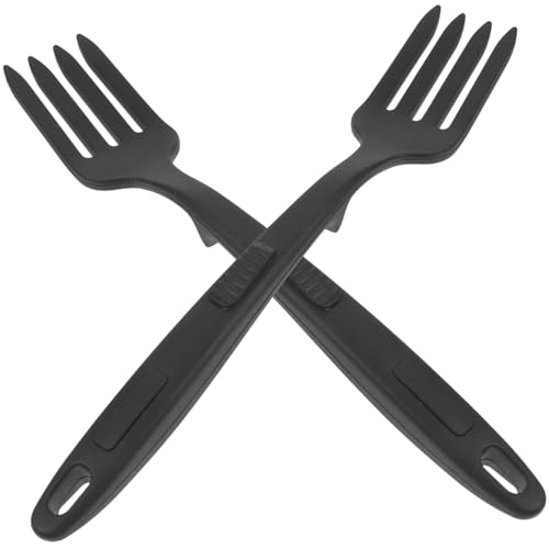 2Stücke Silikon Küchenkochgabel Hitzebeständig Rühren von Pasta und Anderen Lebensmitteln Schwarze Farbvariante Langlebig und Gesundheitsfreundlich von Mobestech