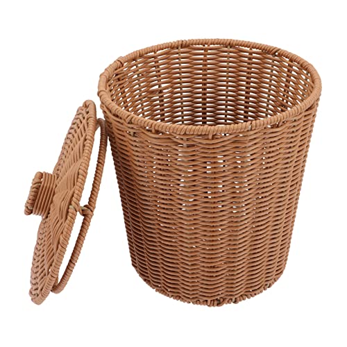 Kreativer Rattan Mülleimer mit Deckel Multifunktionale Aufbewahrungslösung für Wohnzimmer Badezimmer und Robuster Geflochtener aus Langlebigem Material von Mobestech