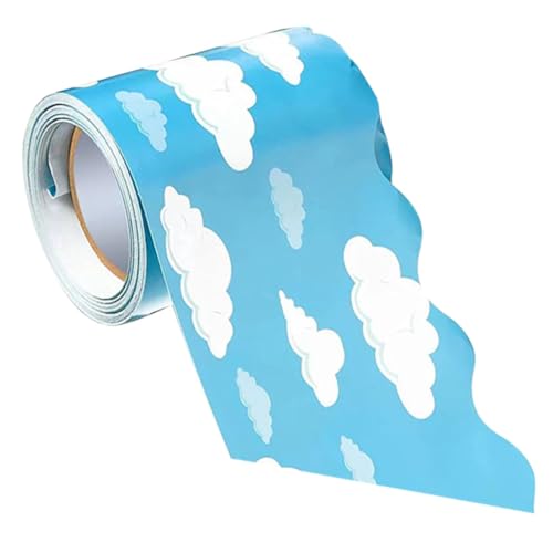 Mobestech 1 Rolle Wolkenmuster Bulletin Board Border Trim Selbstklebendes Dekorpapier für Klassenzimmer Vielseitig Einsetzbar für Pinnwände Partys und Kreative Projekte von Mobestech