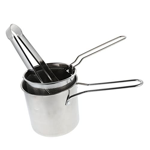 Mobestech Frittierkorb Satz aus Kleiner Frittierpot mit Griff Frittiergerät für Pommes Antihaft Frittierpfanne für Einfache Zubereitung von Snacks von Mobestech