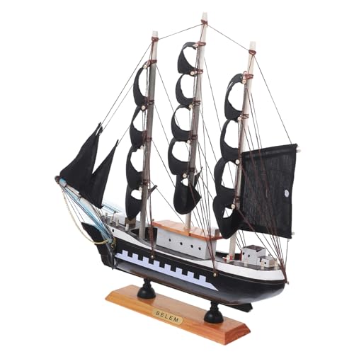 Mobestech 1 Stück Segelbootmodell aus Holz vorgefertigt Piratendekorationen Mini-Deko-Segelboot klein Piraten-Segelboot-Modell- Segelboot-Modell-Ornament Hölzern Black von Mobestech