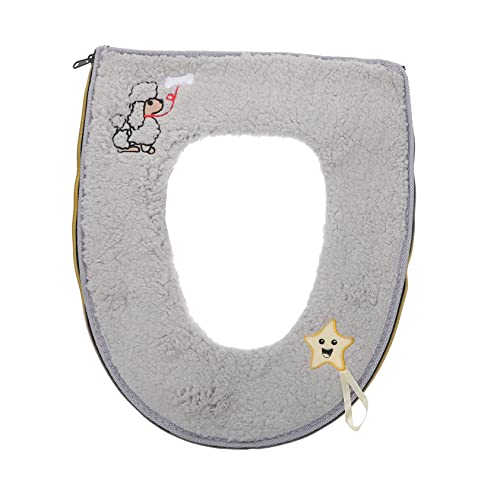 Mobestech 1 Stück Sherpa-toilettensitz Verdicktes Toilettenkissen Toilettendeckelabdeckung Plüsch Spüler Notfall Faltbar Toilettensitz Oval Bad Toilettenteile Fenster Scharnier Leder Grey von Mobestech