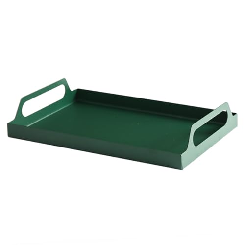 Mobestech 1 Stück schmiedeeisernes Tablett Platten rechteckiges Serviertablett Essenstablett Tabletts zum Servieren von Speisen Rechteckiges Tablett aus Metall Serviertablett aus Eisen Grün von Mobestech