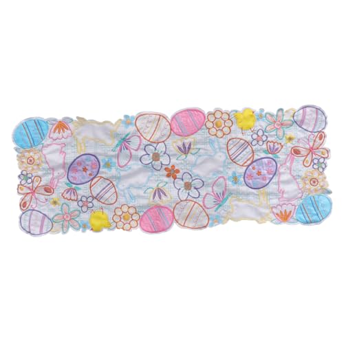Mobestech 1stück Tischmatte Mit Hase Und Bunten Eiern Gesticktes Platzset Für Ostern Dekoratives Tischaccessoire Für Festlichkeiten von Mobestech