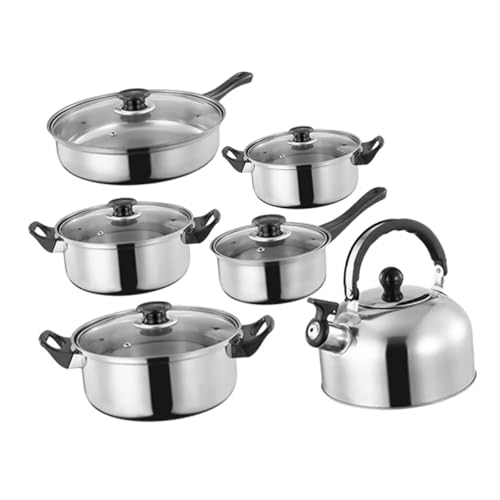 Mobestech 12 Stück Teiliges Edelstahl kochgeschirr set mit Antihaftbeschichtung Inklusive Milchpfanne Bratpfanne Suppentopf und Wasserkessel Kompatibel mit Gas Elektro Induktionsherden Mobestech 12 Stück Teiliges Edelstahl kochgeschirr set mit Antihaftbeschichtung Inklusive Milchpfanne Bratpfanne Suppentopf und Wasserkessel Kompatibel mit Gas Elektro Induktionsherden von Mobestech