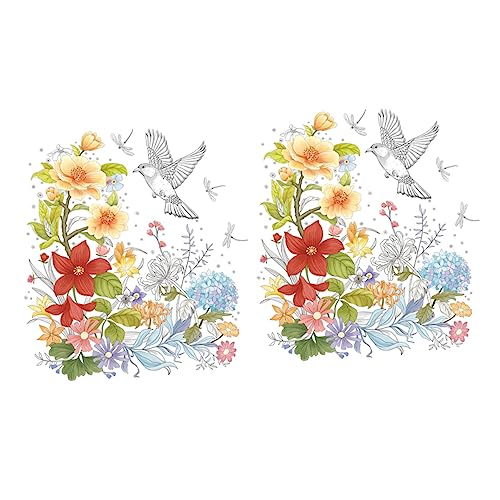 Mobestech 2 Blätter Blumiger Toilettensitz Aufkleber PVC Toilettendeckel Sticker für Badezimmer Selbstklebende Wanddekoration mit Modernen Blumenmustern Langlebig und Einfach Anzubringen von Mobestech