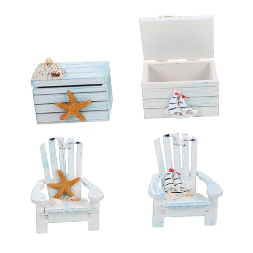 Mobestech 2 Sätze Strandkorb-Set nautisch Hütte Zubehör für kleine Strandkörbe Mini-Strandkörbe als Ornamente Mini-Möbelverzierung Kleiner Strandstuhl Kiefernholz von Mobestech