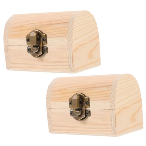 Mobestech 2 Stück Aufbewahrungsbox für Schmuck Deckel Veranstalter groß unvollendete Holzschätze Fall kleine Holzkisten schmuckbehälter aus holz rustikaler schmuckorganisator von Mobestech
