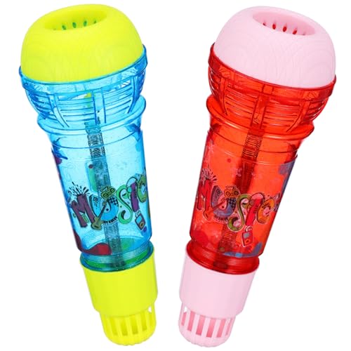 Mobestech 2 Stück Echo Mikrofone Spielzeugmikrofone ohne Batterie Voice Amplifying Props für Partys Karaoke Rot Blau Langlebig und Leicht mit Echoeffekt von Mobestech