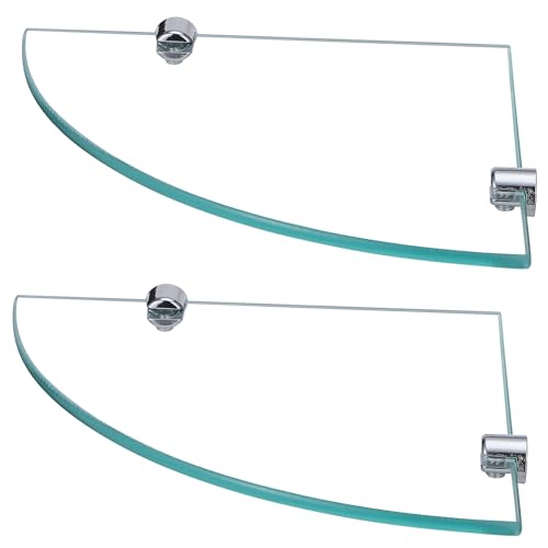 Mobestech 2 Stück Eckregal Badezimmer Wandmontierter Glasablage Triangulär für Bad Platzsparend und Modern für Kosmetik und Pflegeprodukte von Mobestech