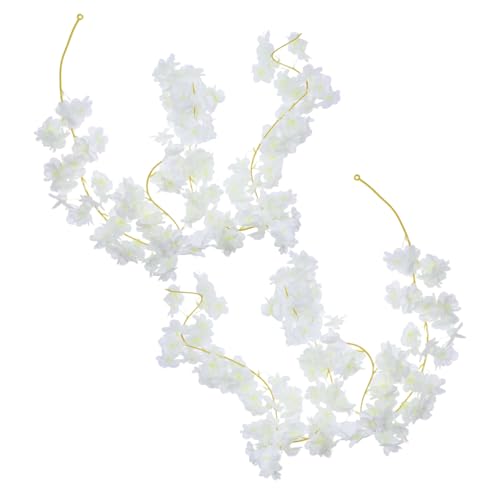 Mobestech 2 Stück Künstliche Kirschblüten Girlande Hängende Seidenblumenranken Weiß Staubresistent Langlebig Für Hochzeit Zimmer Garten Dekoration von Mobestech