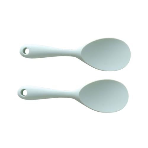 Mobestech 2 Stück Reislöffel Schaufel Risottolöffel Scoop Reis Paddel Reispatel geschlitzt Reiskelle reisspatel Reis-Servierspatel Silikonreisschöpfer Reispaddel Kieselgel Grün von Mobestech