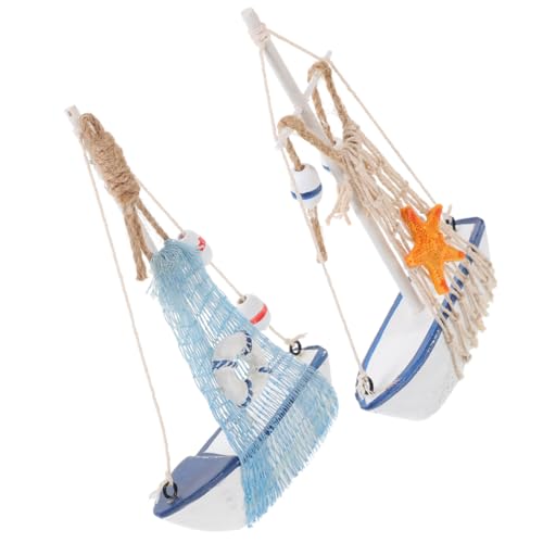 Mobestech 2 Stück Segelmodell Segelboot Weihnachts Desktop Dekoration Blau Küsten Segelboote Schiffsornamente Bürodekor Mini Boot Segelboot Modell Segelboot Modell Holz von Mobestech