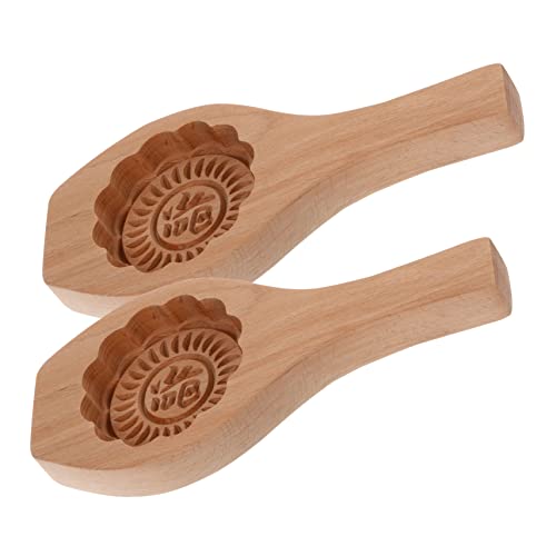 Mobestech 2 Stück Teiliges Holz Mondkuchenform mit Blumenmuster Lebensmittelechtes Holz Einfach zu Reinigen und Entformen Handgefertigte Backform für Haushalt und Kreative Kuchenherstellung von Mobestech