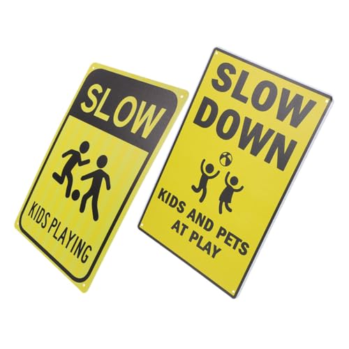 Mobestech 2 Stück Teiliges Straßenwarnschild aus Robustem Metall Warnung vor Spielenden Kindern Verkehrsschild für im Straßenverkehr Geeignet für Straßen und Spielbereiche von Mobestech