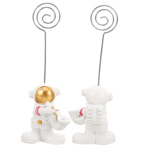 Mobestech 2 Stück Vintage Foto Clip Halter Multifunktionale Tischkarten und Memo Clip Ständer Niedlicher Astronauten Design für Fotoanzeige und Notizen für Zuhause Büro und Partys von Mobestech