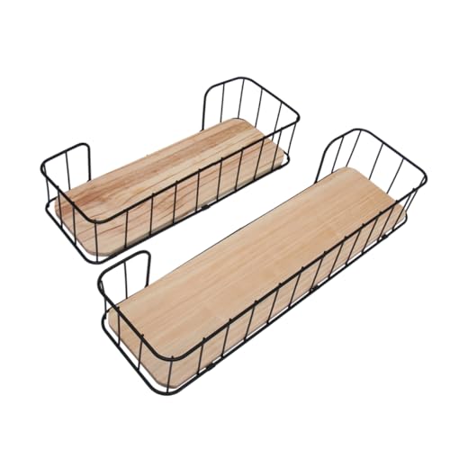 Mobestech 2 Stück Wandmontiertes Bohrfreies Eisenregal Schwarz für Küche Badezimmer und Wohnzimmer Platzsparender Aufbewahrungshalter für Dekoration und Ordnung von Mobestech