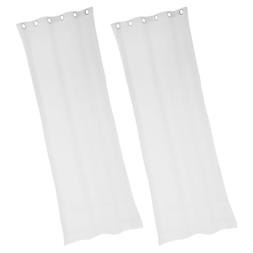 Mobestech 2 Stück Weißer Gardinenvorhang aus Polyester Dünner Lichtdurchlässiger Voile Fenster dekoset Halbtransparenter Eleganter Fenstergardine für Wohnzimmer und Schlafzimmer von Mobestech