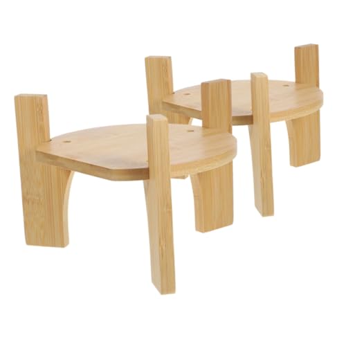 Mobestech 2 Stücke Basis aus Bambus Spenderständer Vase -Basis -Halterung Sockelständer für Pflanzen Wasserspender-Aufsatzständer Getränkeständer Holz Light Brown von Mobestech