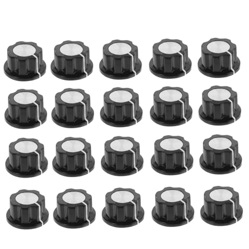Mobestech 20 Stück Potentiometer Drehknöpfe aus Bakelit Einstellbare Lautstärkeregler Robustes Material mit Kupferkern Passgenau für Glatte Wellen Einfach zu Montieren Langlebig und von Mobestech