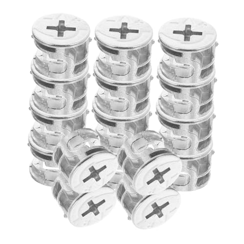 Mobestech 20 Stück Teiliges Exzenter Verschlussmutter aus Metall Unsichtbare Cam Locks für Schrank Kommode Tisch und Bücherregal Schnelle Montage Stabile Verbindung Nickelplattiert von Mobestech
