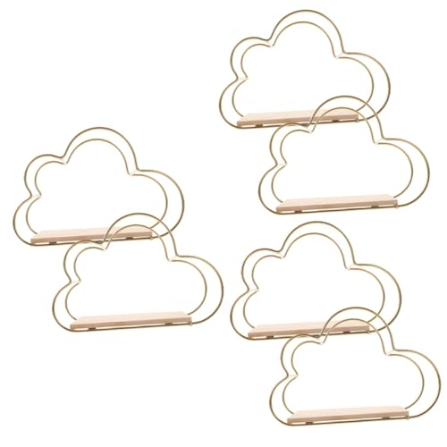 Mobestech 3 Sätze Wandregal Wolkenform Aus Holz Und Goldene Schwebende Regale Für Pflanzen Deko Und Aufbewahrung Für Wohnzimmer Schlafzimmer Küche Und Bad 2 Stücke * 3 von Mobestech