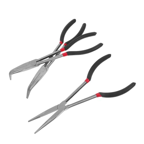 Mobestech 3 Stück Teiliges Elektriker-spitzzangen-set mit Gebogenen Spitzen Extra Langer Griff für Präzise Drahtbiegen Schmuckherstellung Reparaturen in Engen Bereichen Vielseitige Anwendung von Mobestech
