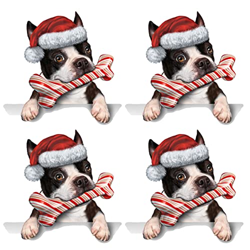 Mobestech 4 Blätter Weihnachts-kühlschrankmagnete Büroschrank Fensteraufkleber Mit Tieren Kätzchen-kühlschrankmagnet Weihnachts-kühlschrank-Magnet-Aufkleber 3D PVC Hintergrund Haustier Hund von Mobestech