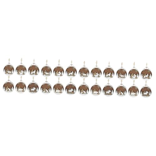 Mobestech 4 Sätze Geschnitzte Weihnachtskugeln Aus Holz Mini Weihnachtsbaum Weihnachtsdekoration Baumschmuck Hängende Ornamente Formen Süße Weihnachtsdekorationen 6 Stück * 4 von Mobestech